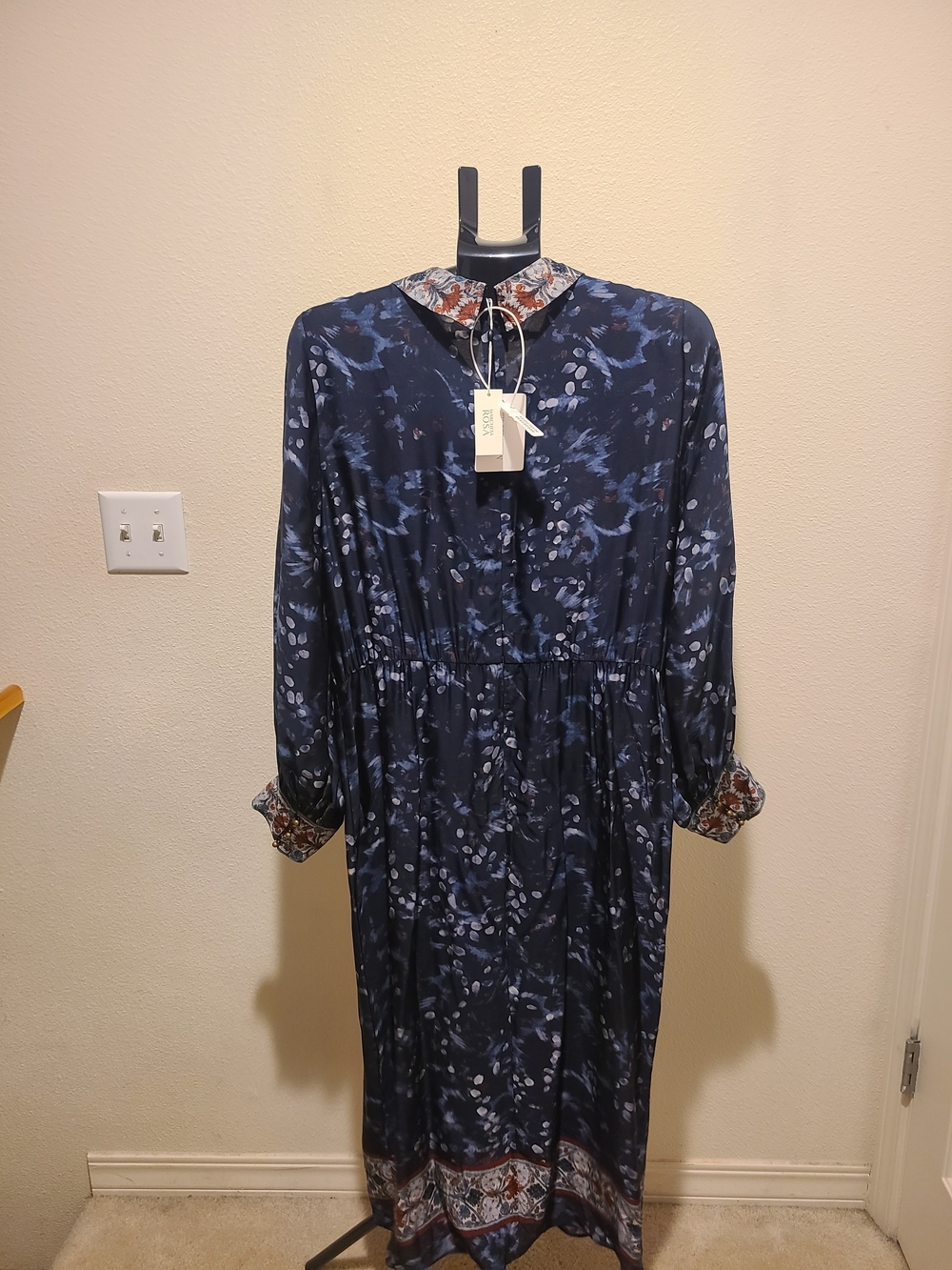 Marchesa Rosa Wrap-Front Navy Floral Midi Dress - Picture 3 of 4